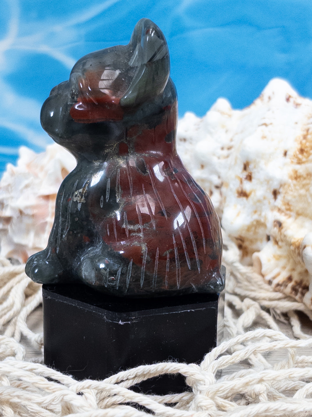 Bloodstone French Bulldog Carving