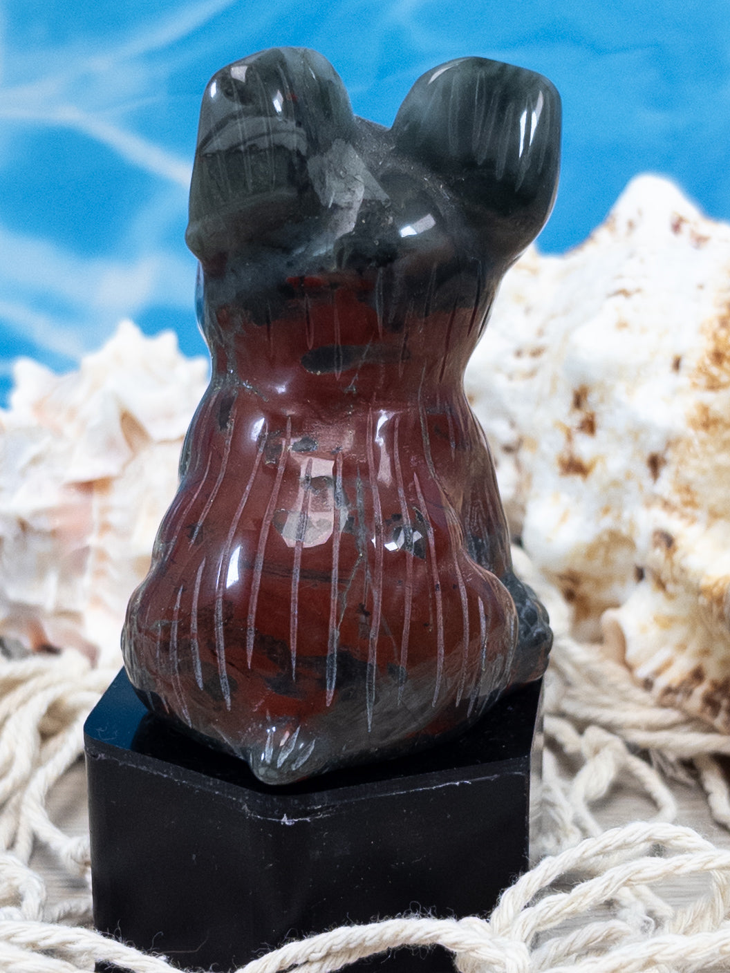 Bloodstone French Bulldog Carving