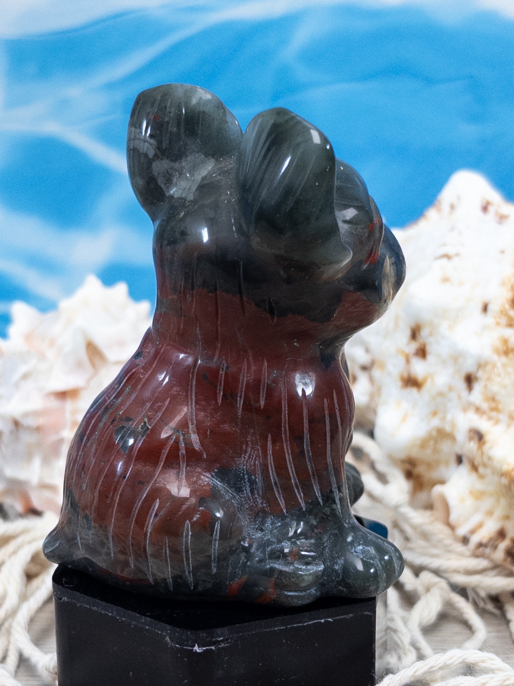 Bloodstone French Bulldog Carving