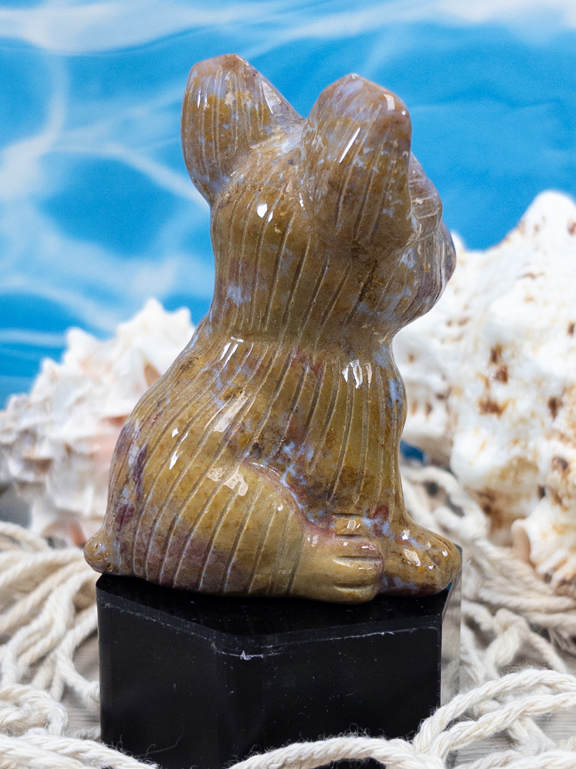 Ocean Jasper French Bulldog Carving