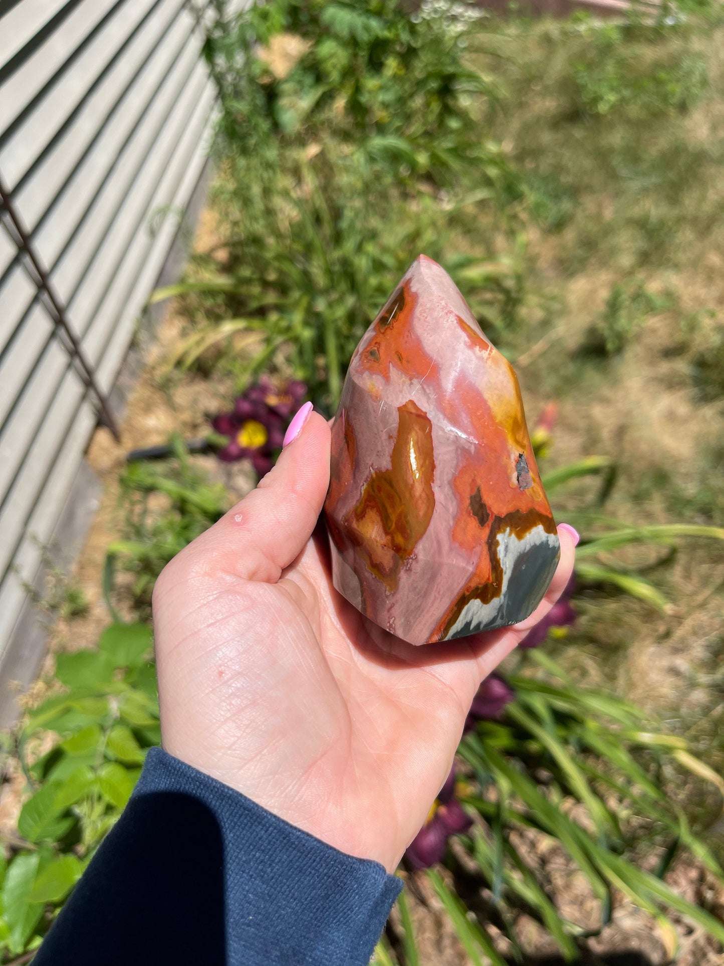 Polychrome Jasper Flame Carving