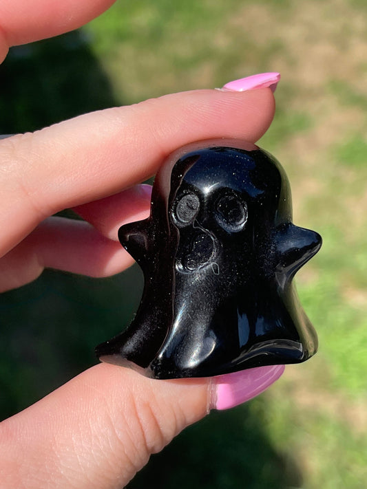 Black Obsidian Halloween Ghost Carving