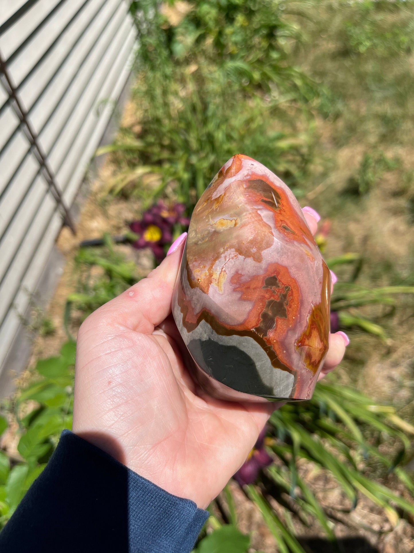 Polychrome Jasper Flame Carving