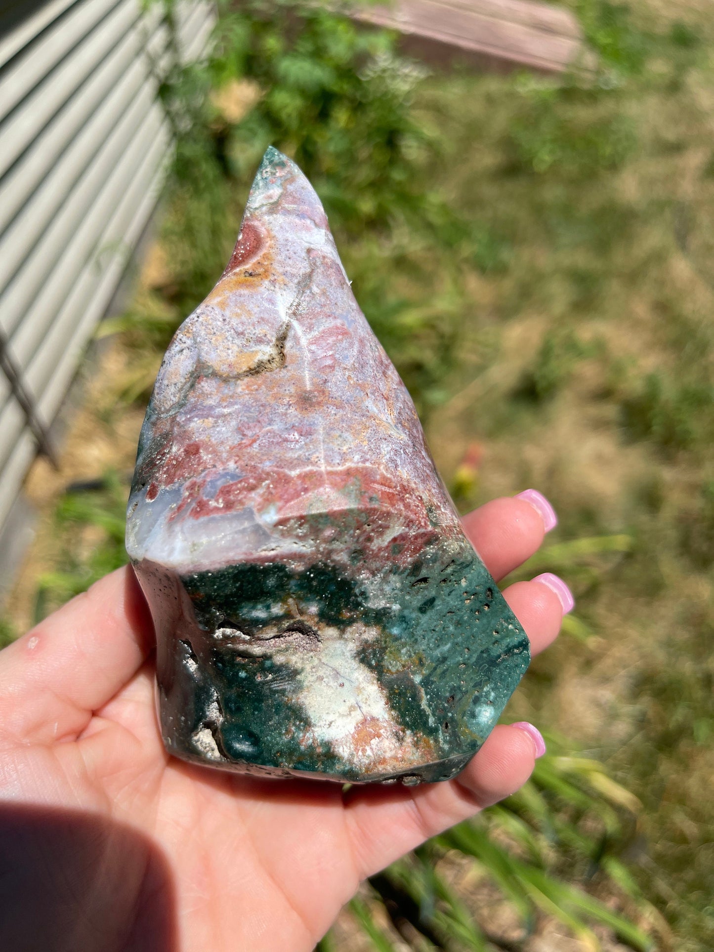 Ocean Jasper Flame with Natural Raw Patches