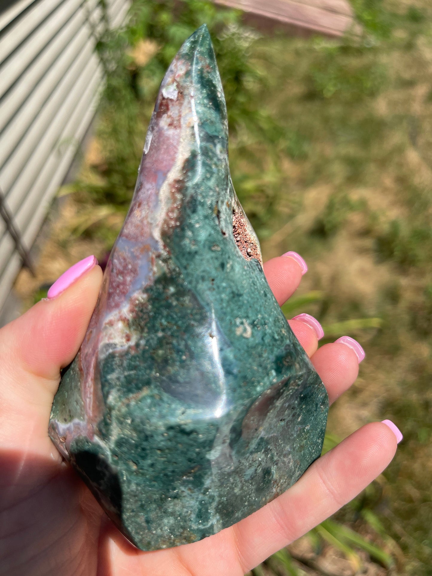 Ocean Jasper Flame with Natural Raw Patches