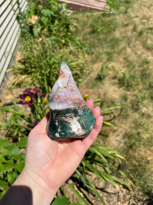 Ocean Jasper Flame with Natural Raw Patches