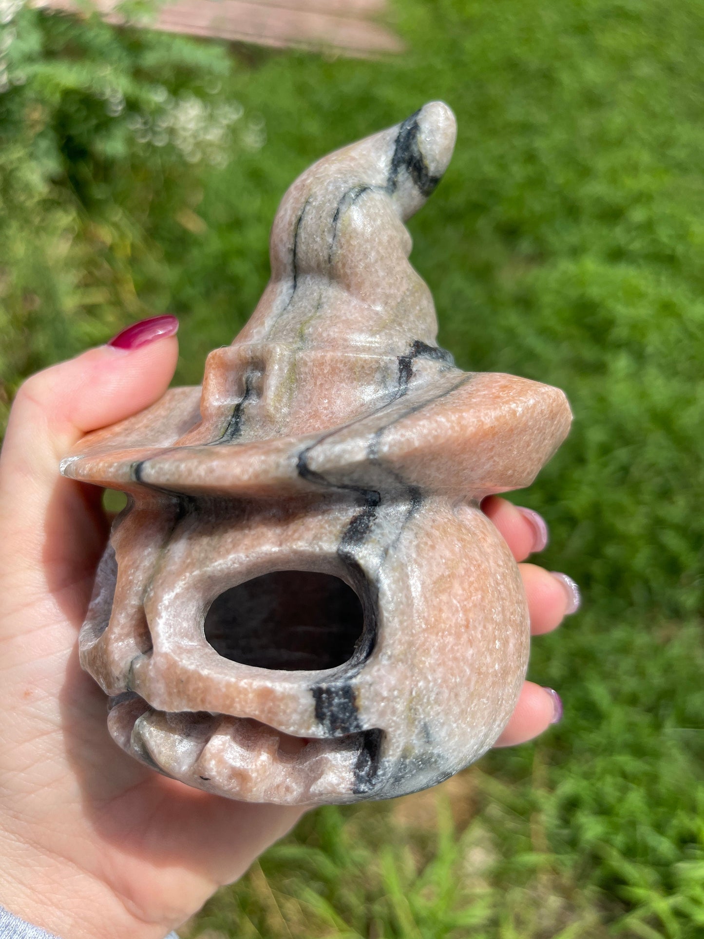 Large Calcite Pumpkin with Witch Hat