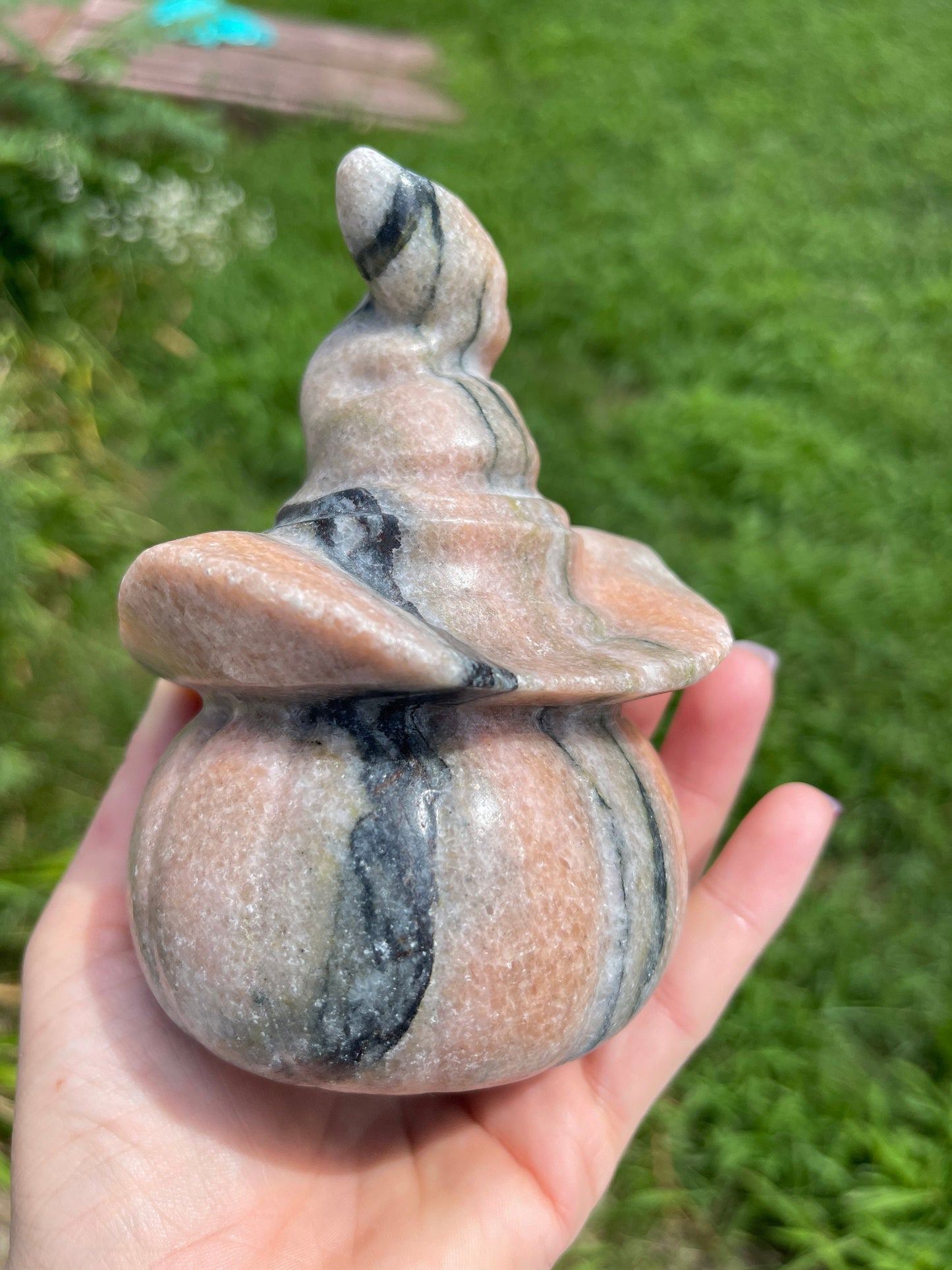 Large Calcite Pumpkin with Witch Hat