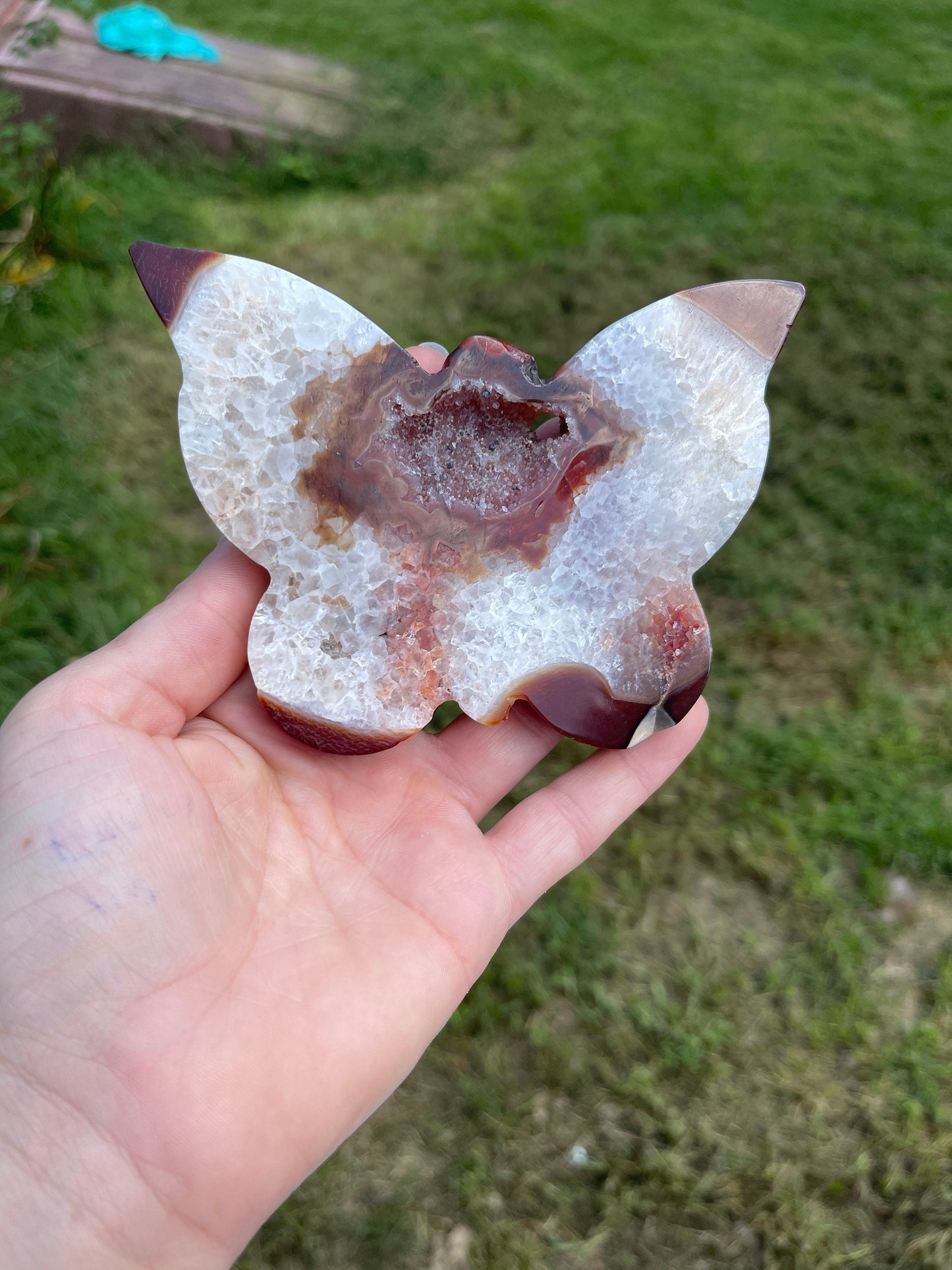 Druzy Agate Butterfly Carving
