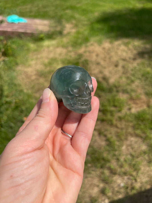 Green Fluorite Mini Skull Carving