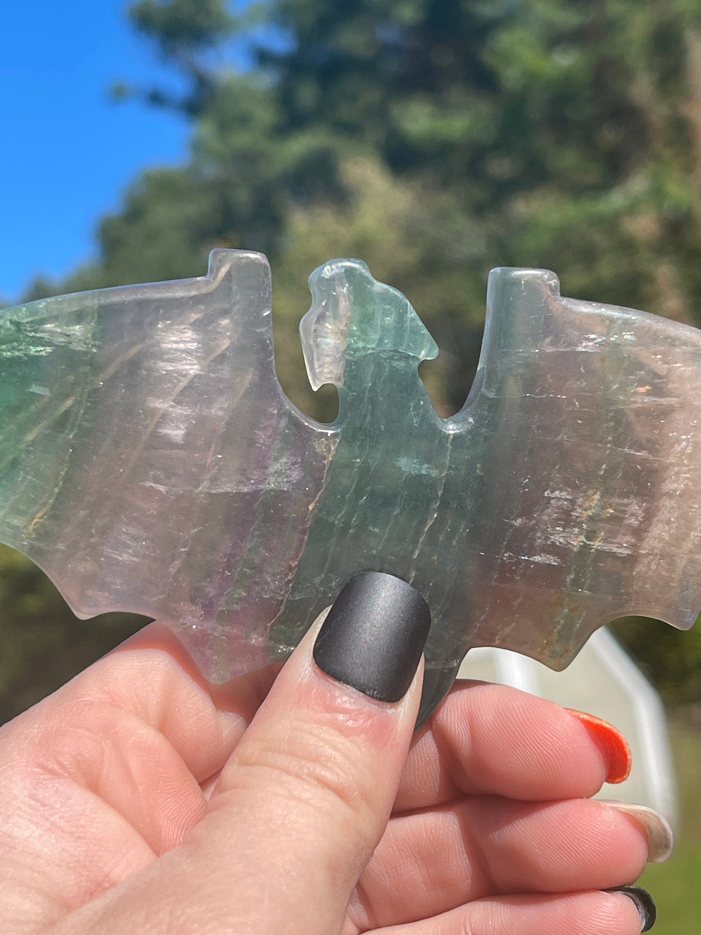 Fluorite Crystal Dragon Carving