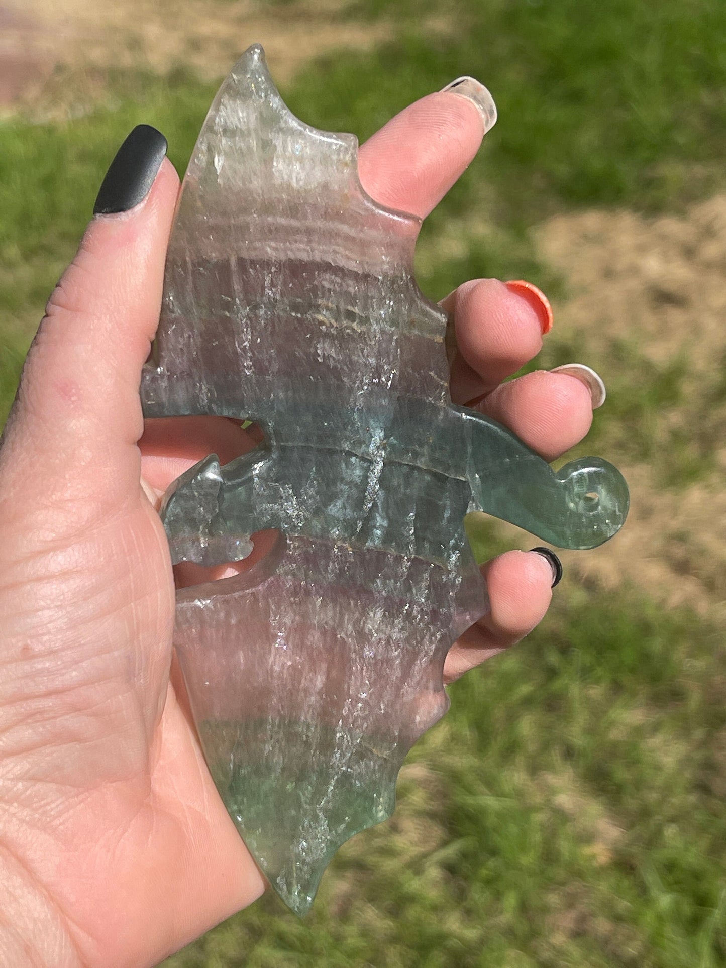 Fluorite Crystal Dragon Carving