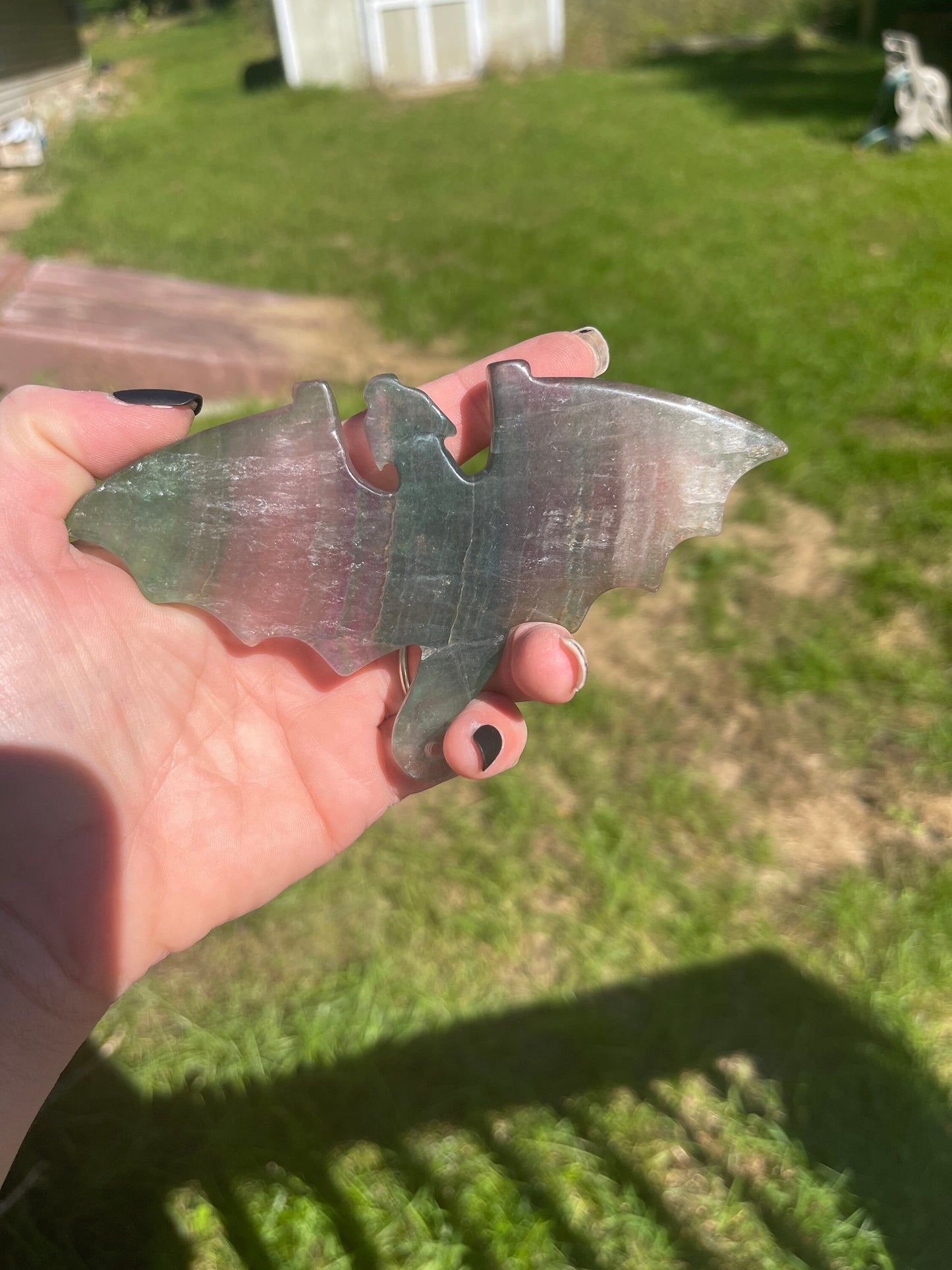 Fluorite Crystal Dragon Carving