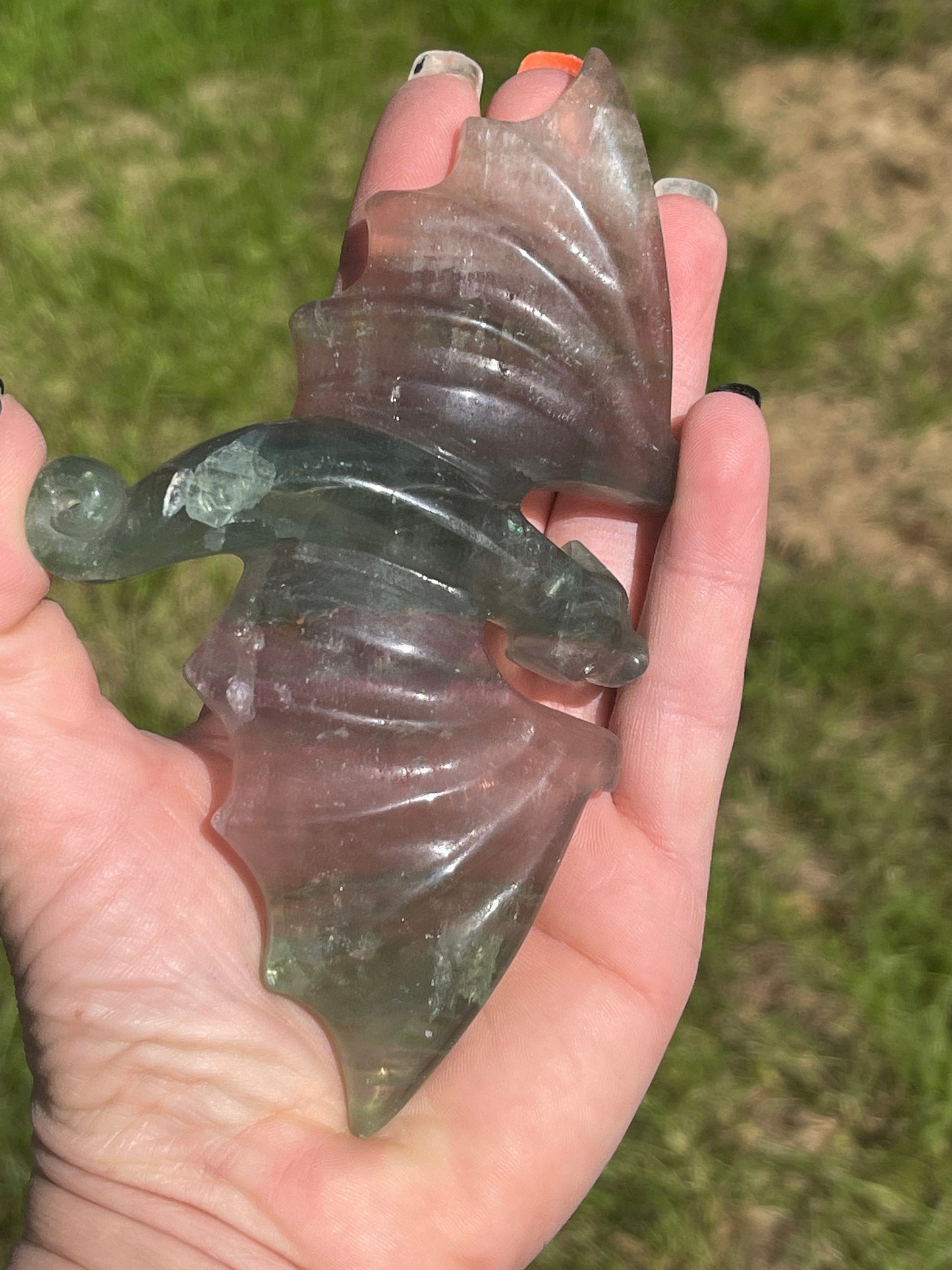 Fluorite Crystal Dragon Carving