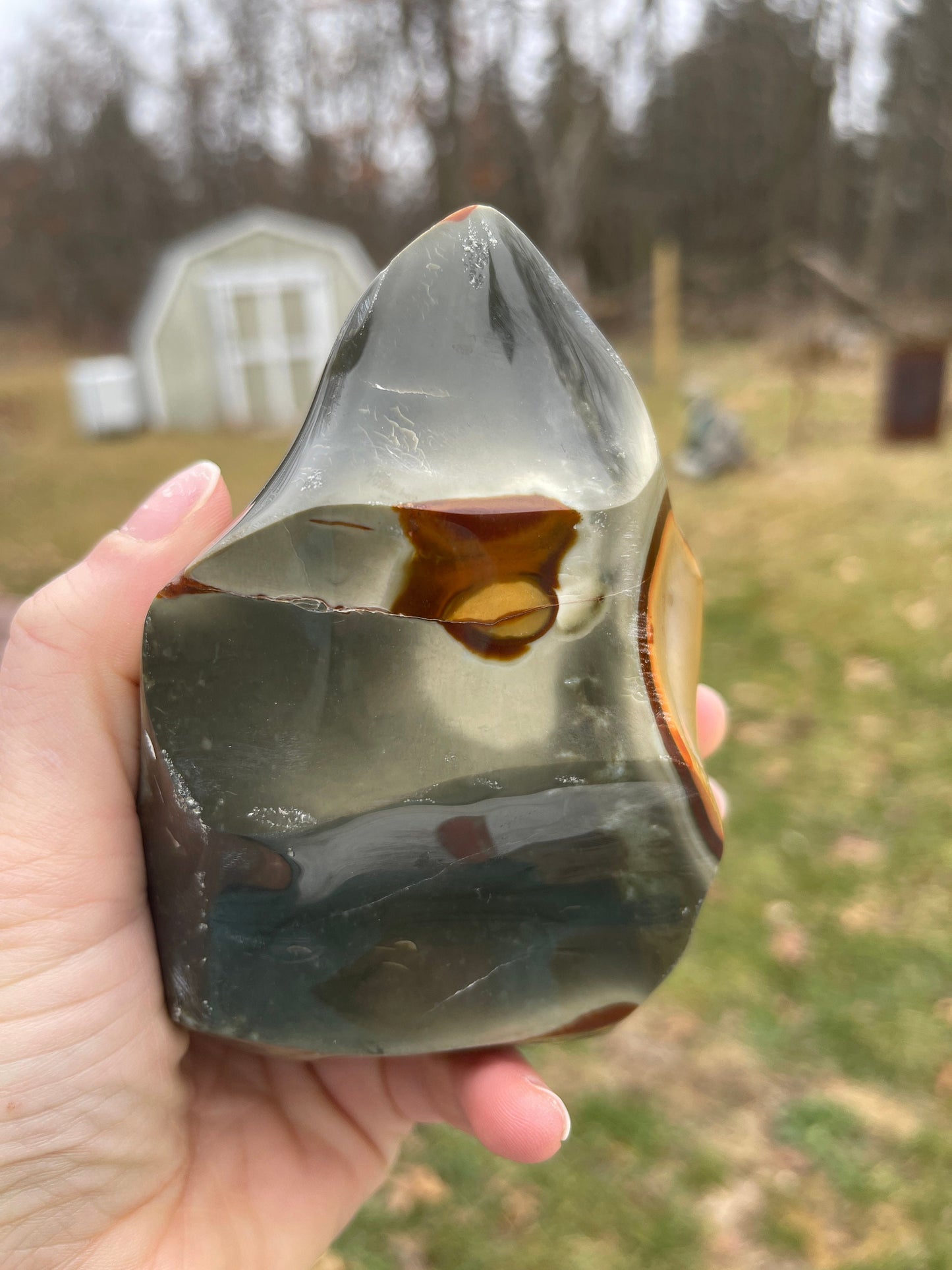 Polychrome Jasper Flame Carving