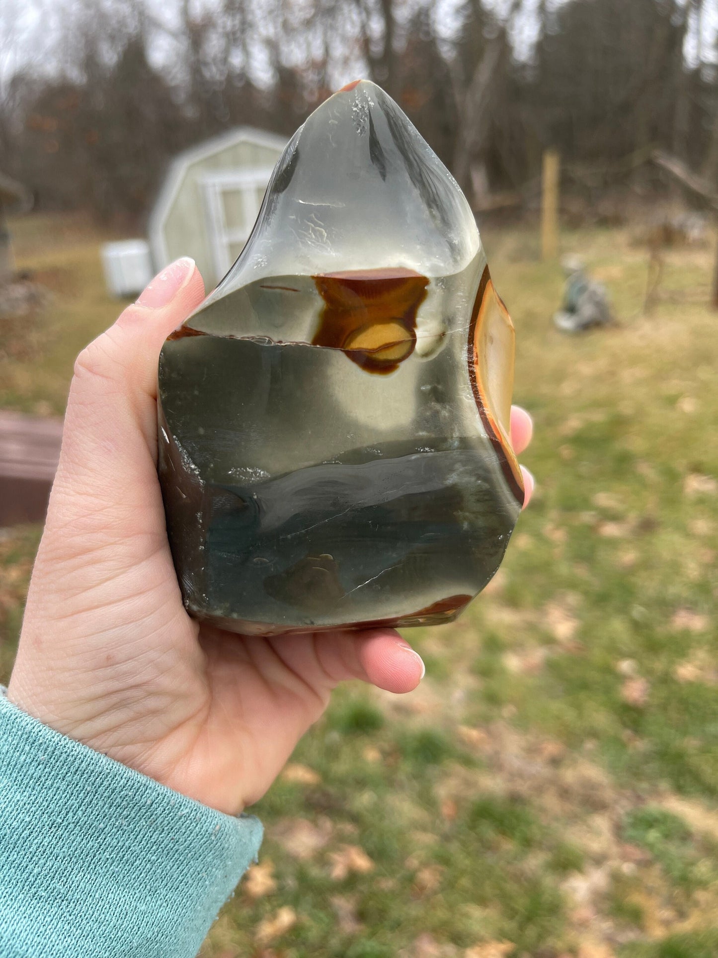 Polychrome Jasper Flame Carving