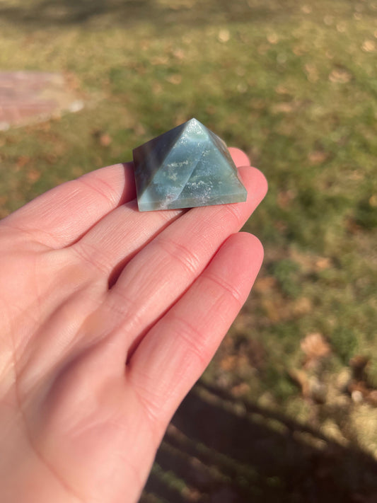 Ocean Jasper Crystal Pyramid: Meditation Stone Carving