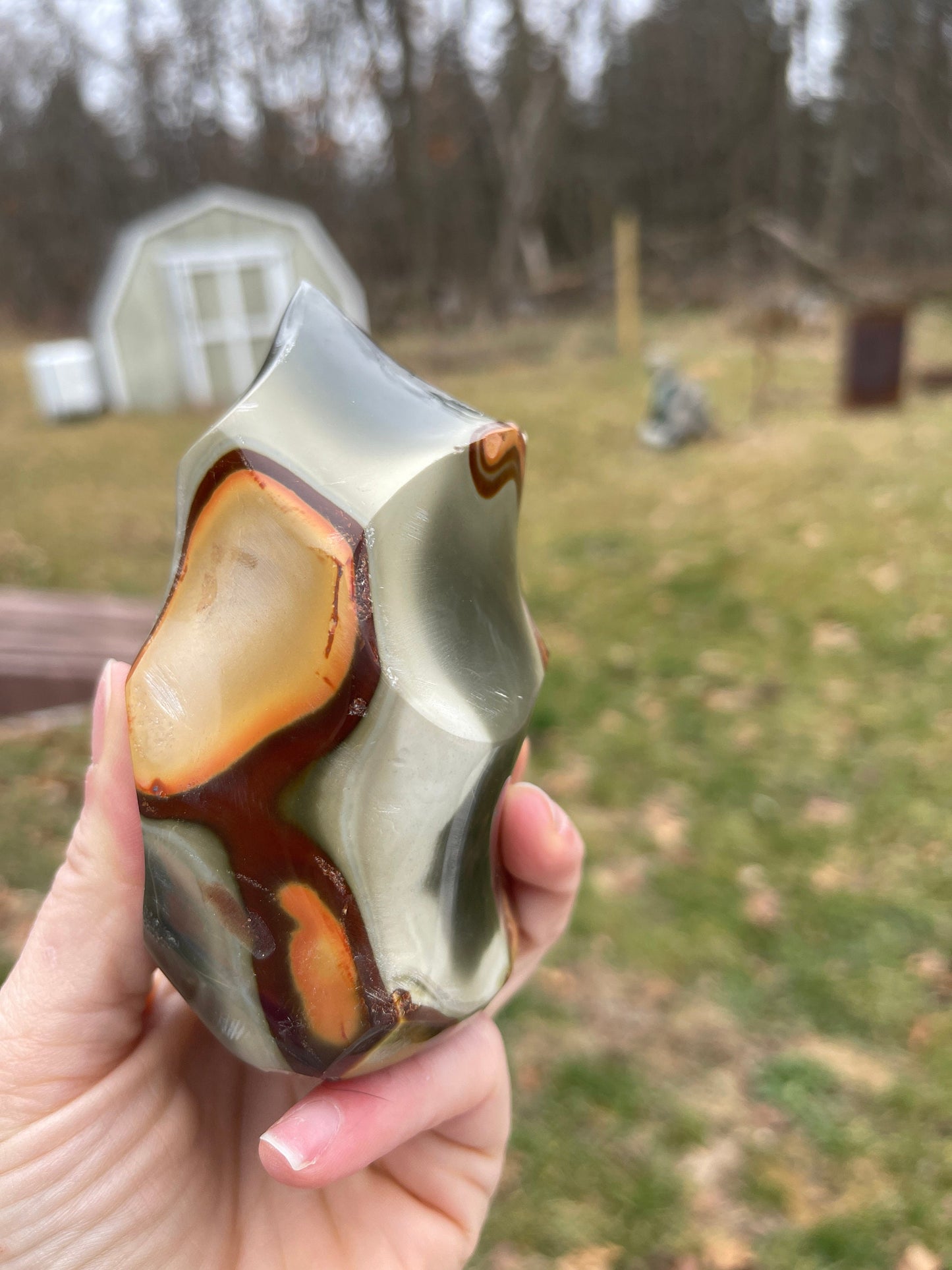 Polychrome Jasper Flame Carving
