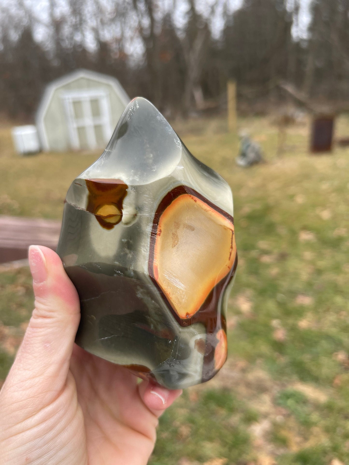 Polychrome Jasper Flame Carving