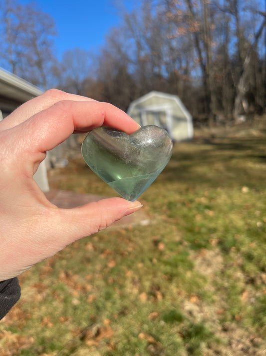 Mint Green Fluorite Crystal Heart