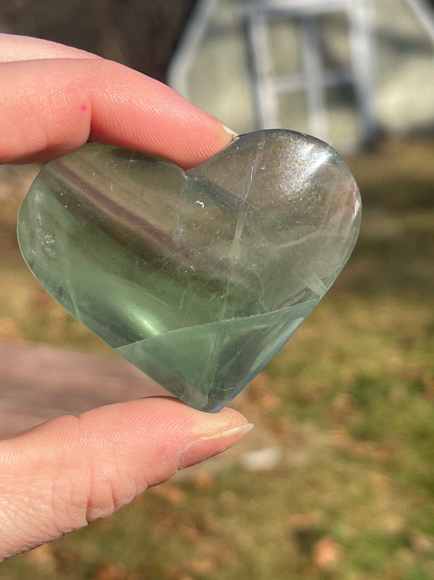 Mint Green Fluorite Crystal Heart