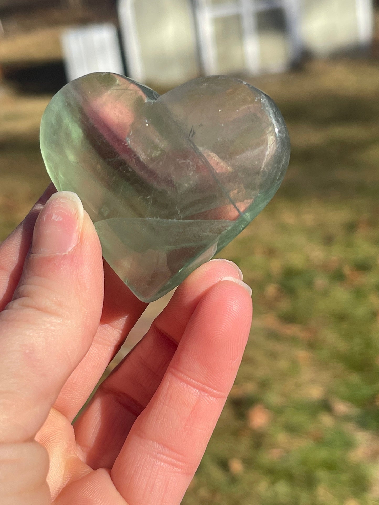 Mint Green Fluorite Crystal Heart