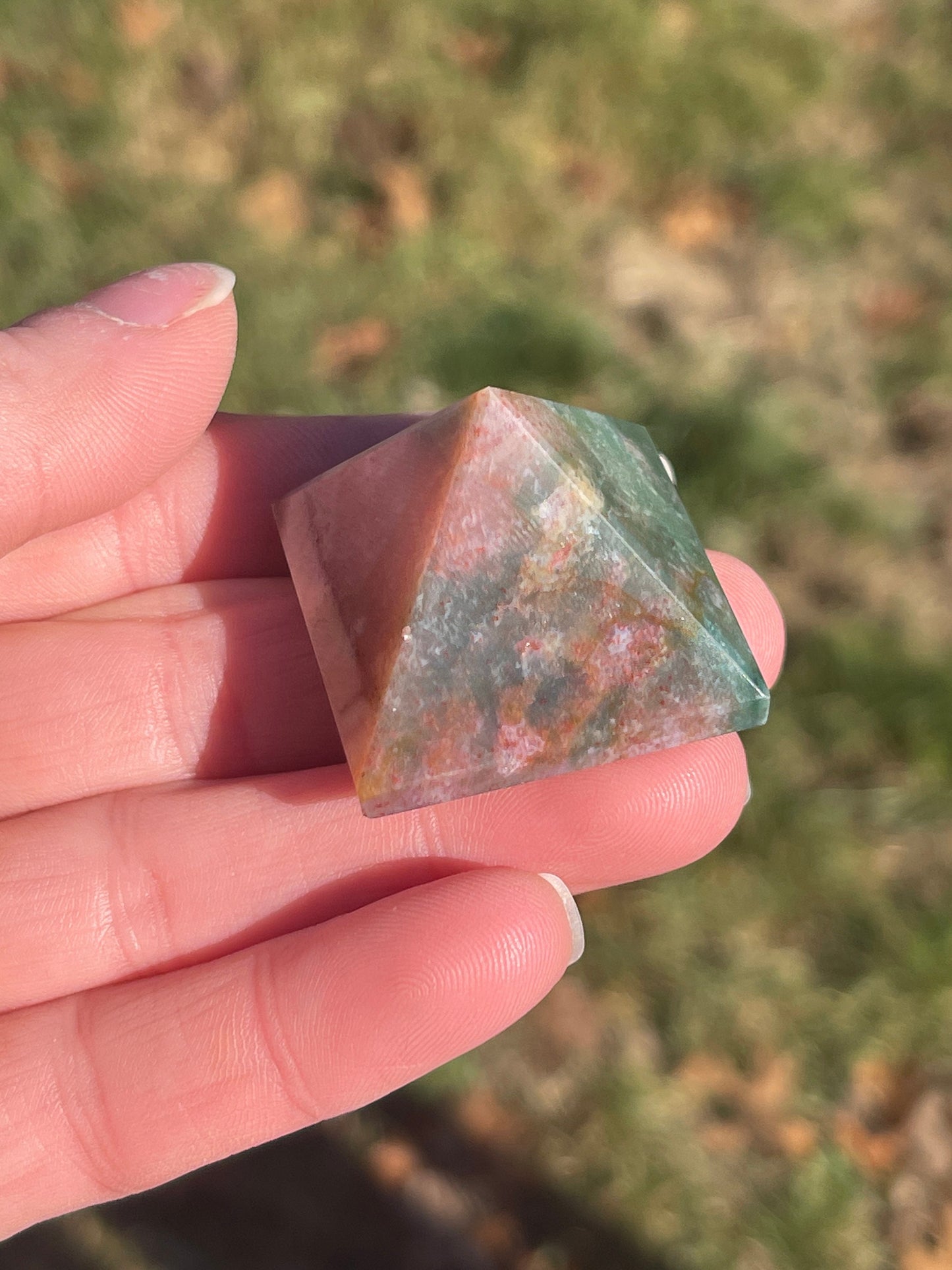 Ocean Jasper Crystal Pyramid: Meditation Stone, Capricorn Zodiac