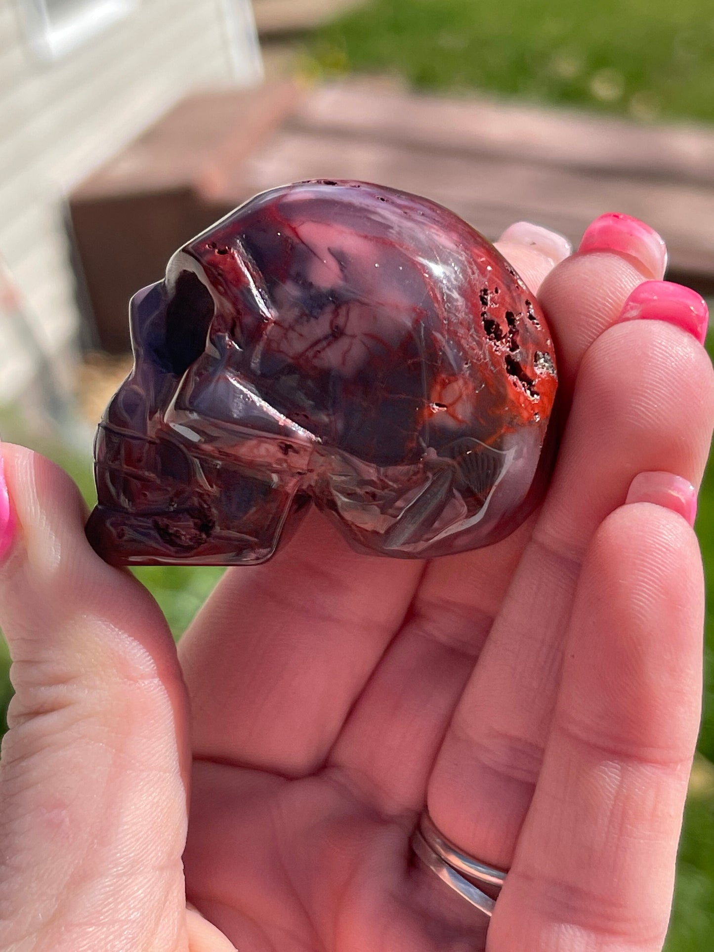 Mookaite Jasper Mini Skull Carving