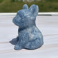 Blue Calcite French Bulldog Carving: Meditation Stone