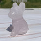 Pink Calcite French Bulldog Carving: UV Reactive Palm Stone