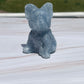 Blue Calcite French Bulldog Carving: Crystal Animal Figurine