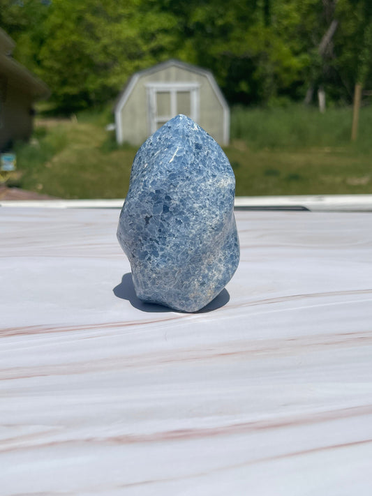 Blue Calcite Flame Carving