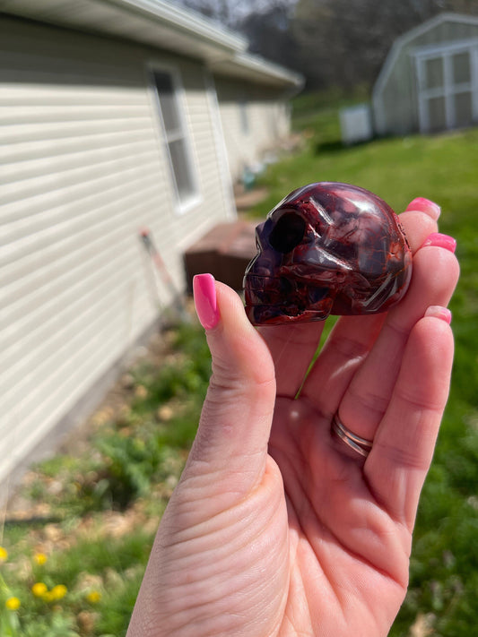 Mookaite Jasper Mini Skull Carving