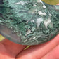 Moss Agate Moon Carving: Crystal Meditation Stone