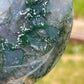 Moss Agate Moon Crystal Carving: Meditation Stone Gift