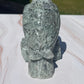 Moss Agate Crystal Raven Carving: Meditation Stone Gift