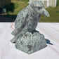 Moss Agate Crystal Raven Carving: Meditation Stone Gift