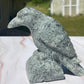 Moss Agate Crystal Raven Carving: Meditation Stone Gift