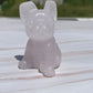 Pink Calcite French Bulldog Carving: UV Reactive Palm Stone