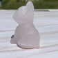 Pink Calcite French Bulldog Carving: UV Reactive Palm Stone