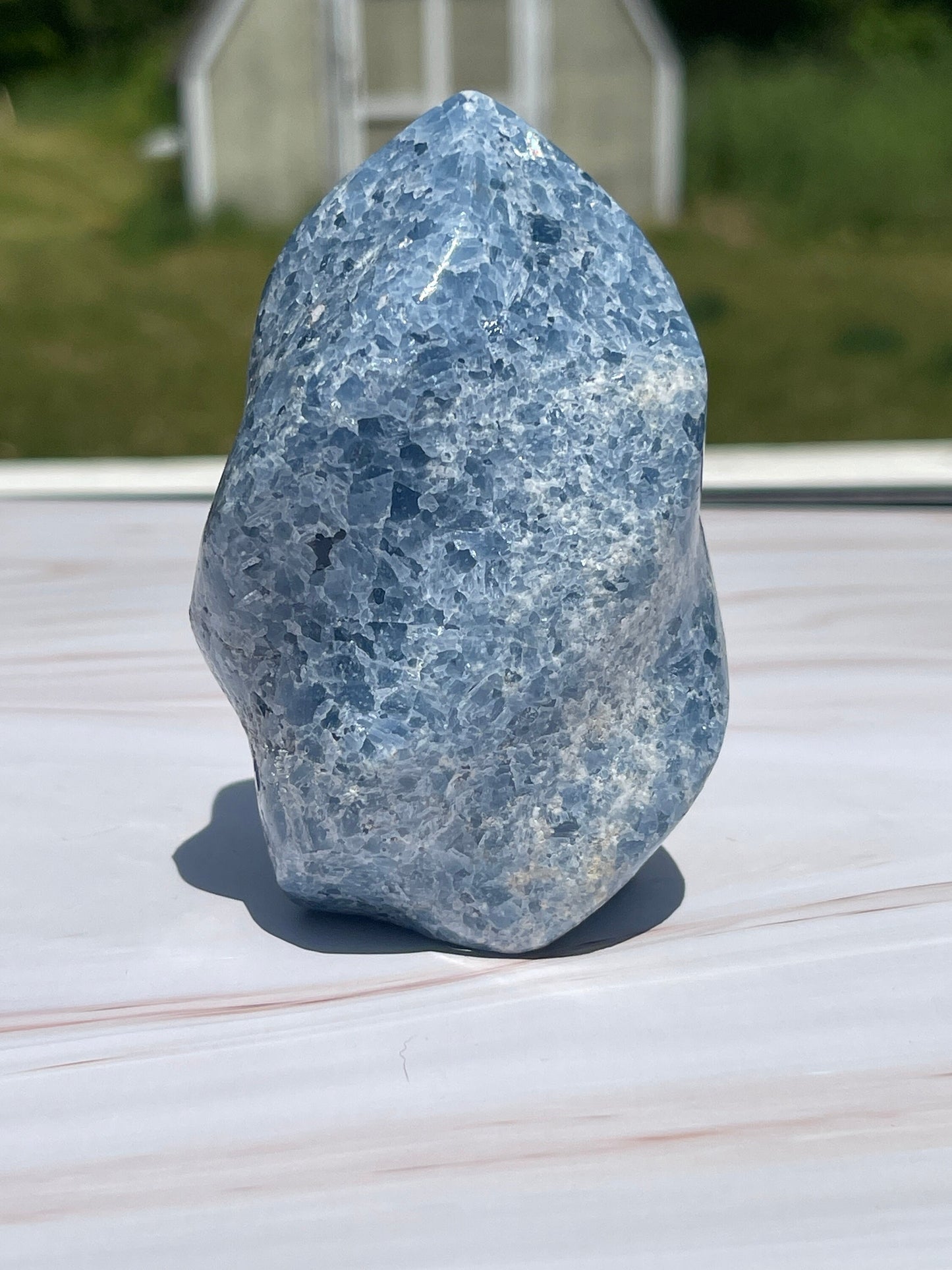Blue Calcite Flame Carving