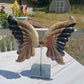 Fossilized Palm Root Crystal Dragon Wings Carving with Stand