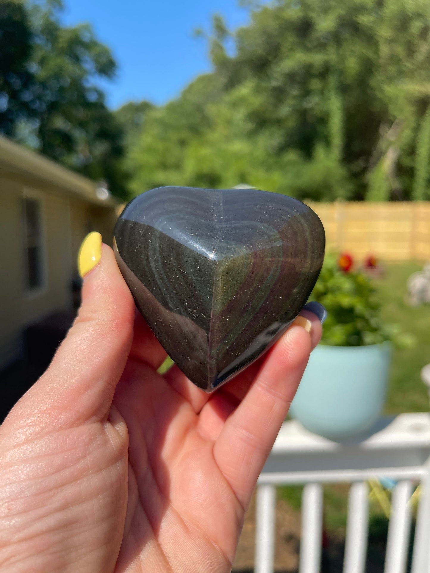Rainbow Obsidian Heart