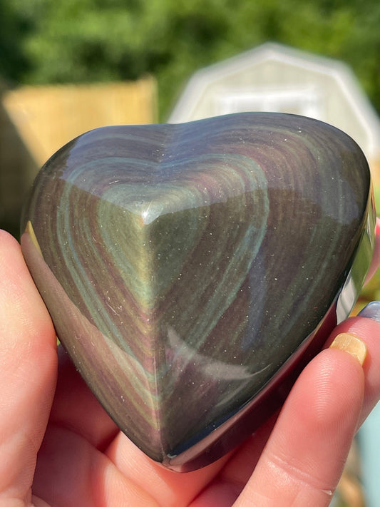 Rainbow Obsidian Heart