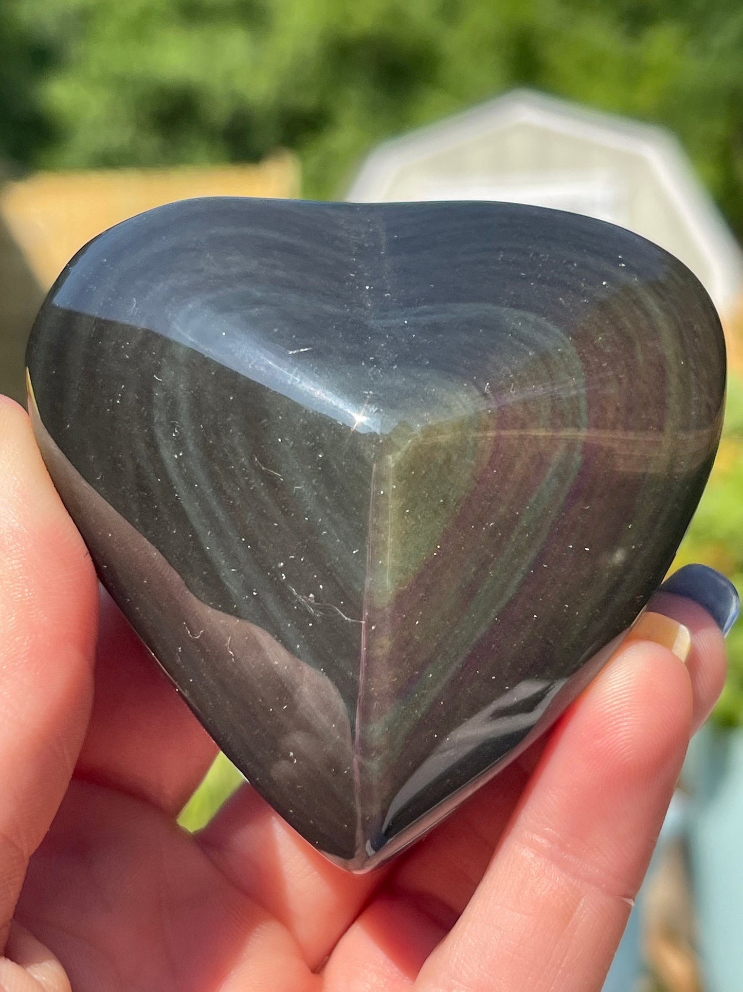 Rainbow Obsidian Heart