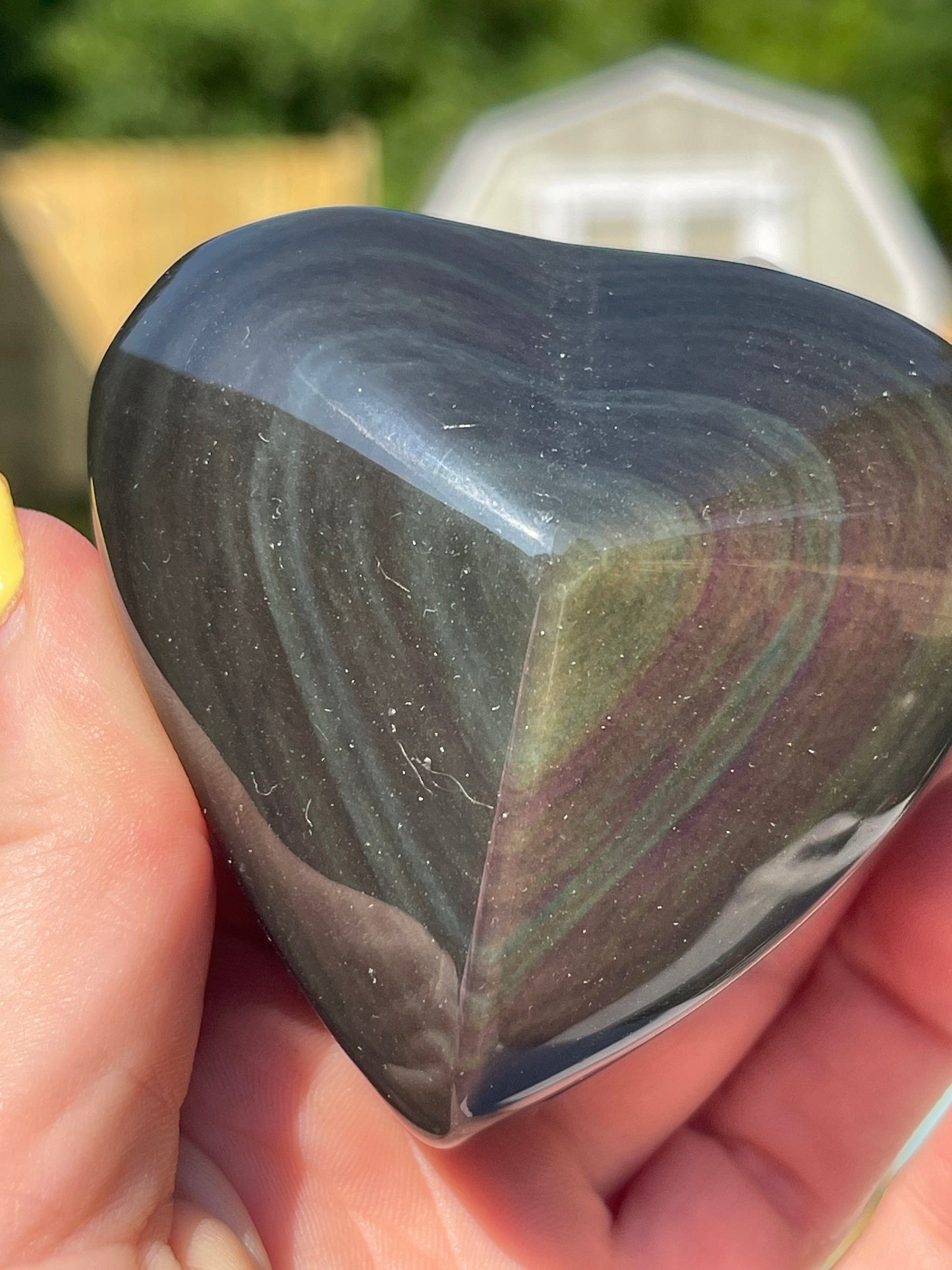 Rainbow Obsidian Heart