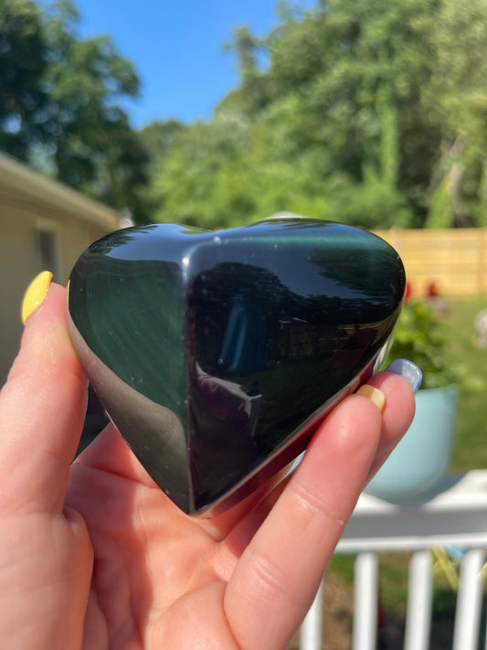 Rainbow Obsidian Heart: Collector's Healing Crystal (9.6oz)