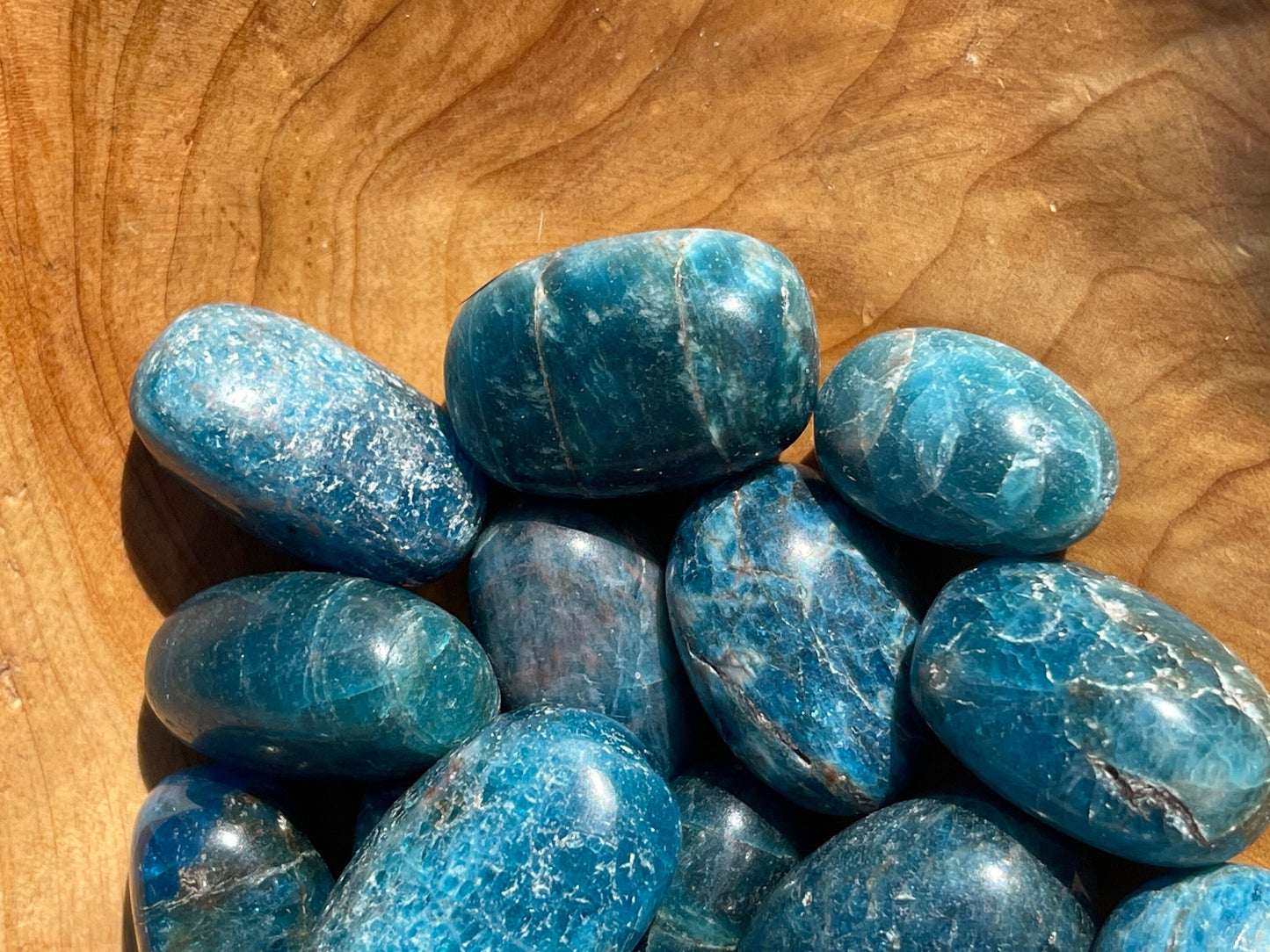 Blue Apatite Crystal Tumble: Pocket Stone Carving