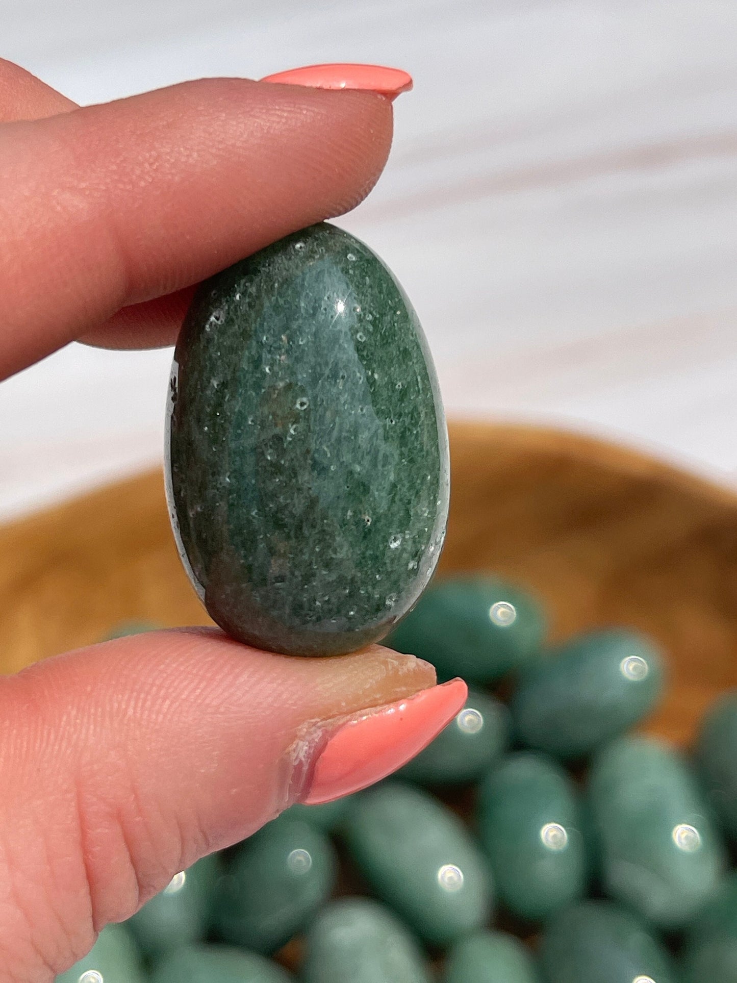 Green Strawberry Quartz Tumbled Stone: Meditation Crystal, Pocket Stone