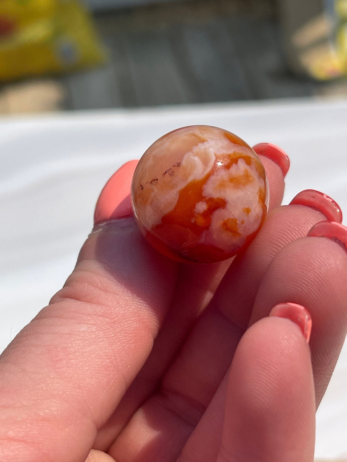 Mini Carnelian Crystal Sphere: Root Chakra Stone